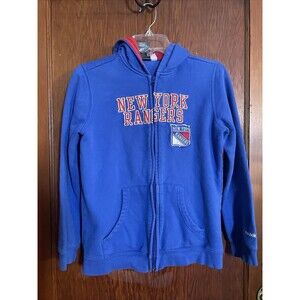 REEBOK NHL Face Off New York Rangers Hockey Hoodie Sweatshirt Large 14/16 YOUTH